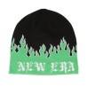 Ne Flame Skull Knit Green/Black Beanie - New Era